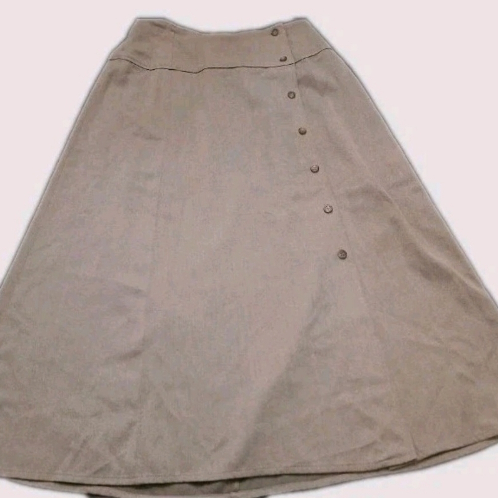 Vintage Tan Long Pleated Women's Skirt Liz Clairborne Plus Size:16 - Picture 7 of 10